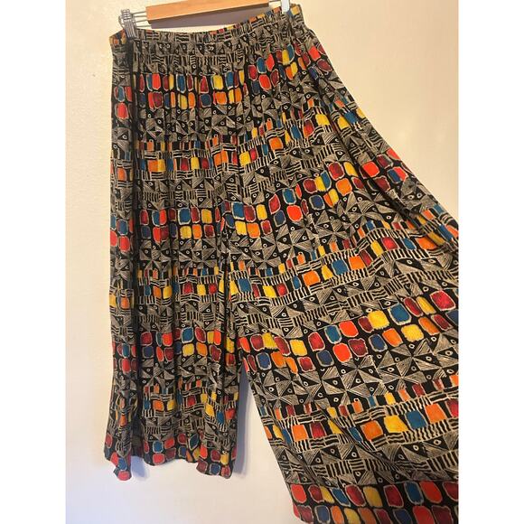 Vintage 80/90s Carole Little Bright Color Printed Boho Pants Womans Size 24 - Picture 1 of 7
